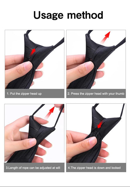 HUISHI Pre-tied Zipper Tie Neck Mens Skinny 5cm Zipper Neckties Red Black Blue Solid Color Slim Narrow Entertainment Party