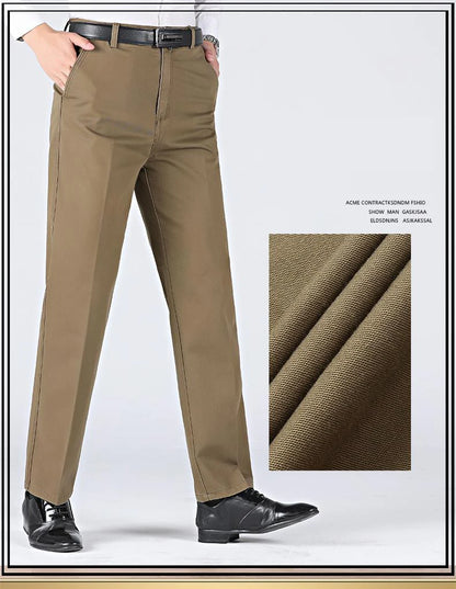 New Arrival 100% Cotton Summer Autumn Men's Casual Pants Fashion Solid Black Beige Gentle Thicken Trousers Brand Smart Suit Pant