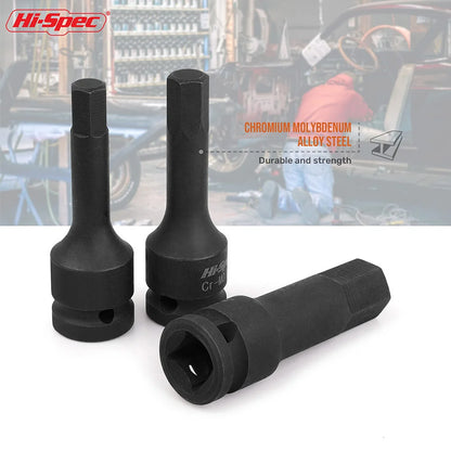 Hi-Spec 1/2" Drive Impact Hex Bit Socket Heavy Duty Cr-Mo Steel Metric Allen Head Adapter Professional Impact Grade Tool