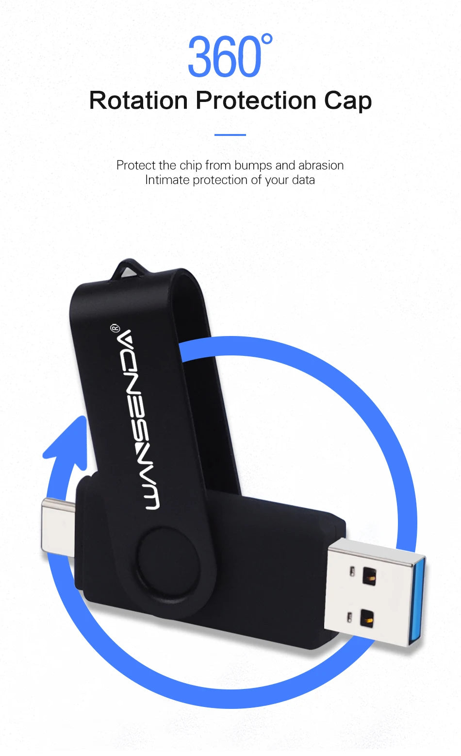 WANSENDA TYPE C USB 3.0 Pendrive Metalowy Pen Drive 512GB 256GB 128GB 64GB 32GB 16GB Pamięć USB 2 W 1 Szybkie Pendrive'y