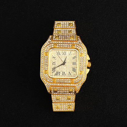 2024 Full Iced Out Watch Mens Cuban Link Chain Bracelet watch Bling Jewelry for Men Big Gold Chains Hip Hop Men Watch Set