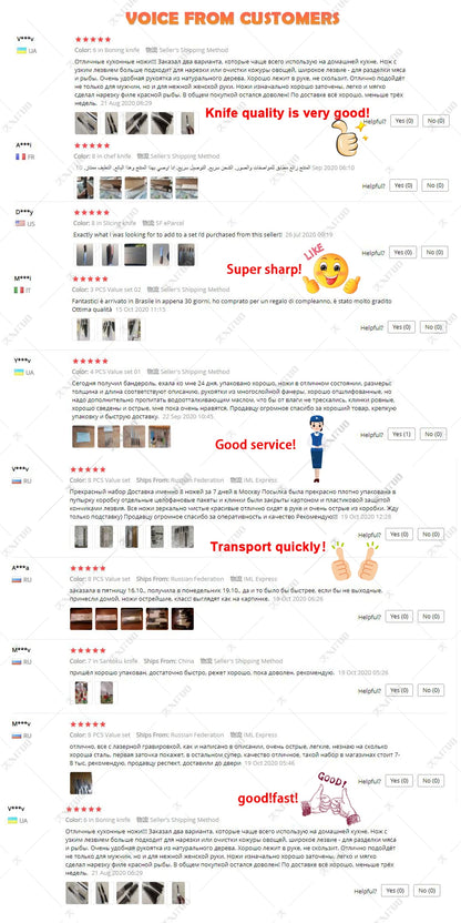 XITUO Chef knife 1-10Pcs Kitchen Knives Set Laser Damascus Pattern Ultra-Sharp Santoku Knife Cleaver Slicing Utility Fruit Knife