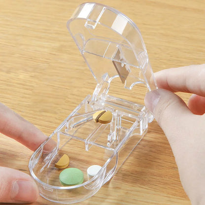 Medicine Box Pill Cutter Portable Drug Box Useful Grinder Splitter Medicine Pill Holder Tablet Cutter Splitter Divider Pill Box