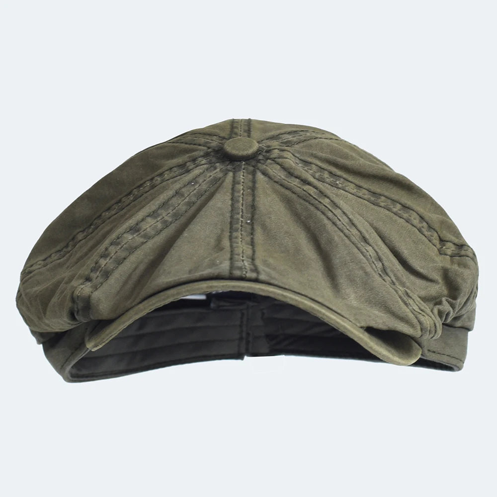 Washed Cotton Newsboy Cap Peaky Octagonal Hat Vintage Casual Cap Solid Berets Visor Gatsby Flat Ivy Hat