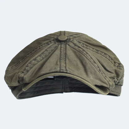 Washed Cotton Newsboy Cap Peaky Octagonal Hat Vintage Casual Cap Solid Berets Visor Gatsby Flat Ivy Hat
