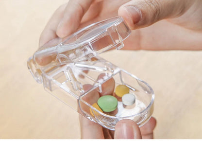 Medicine Box Pill Cutter Portable Drug Box Useful Grinder Splitter Medicine Pill Holder Tablet Cutter Splitter Divider Pill Box