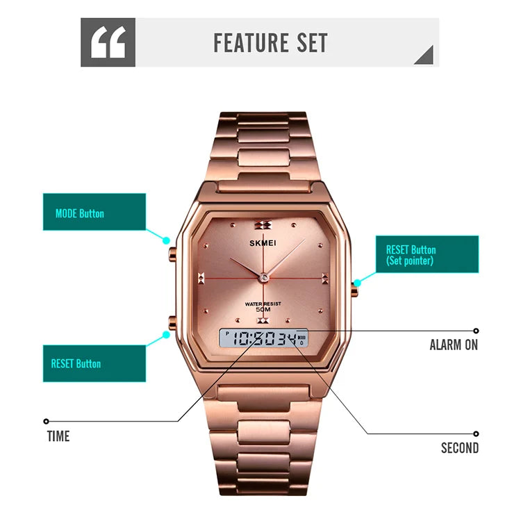 SKMEI Fashion Sport 3Time Chrono Digital Electronic Wristwatch For Men Women Double Display Waterproof Chrono Watch Reloj Hombre