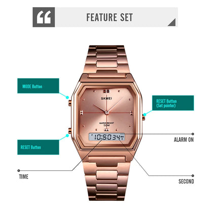 SKMEI Fashion Sport 3Time Chrono Digital Electronic Wristwatch For Men Women Double Display Waterproof Chrono Watch Reloj Hombre