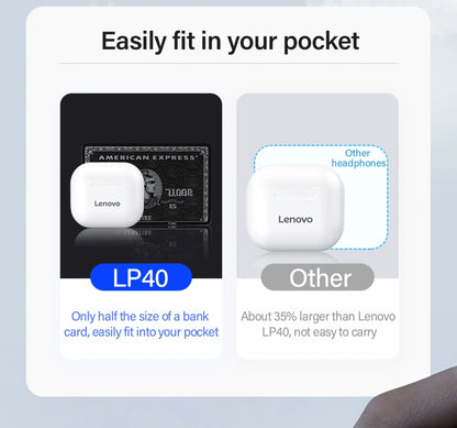 Lenovo LP40PRO/LP40 5pcs Wireless Earphone Bluetooth 5.0 Dual Stereo Noise Reduction Bass Touch Control Long Standby 230mA