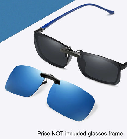 VIVIBEE Mens Fishing Clip On Sunglasses Mirror Blue Eyeglasses Polarized UV400 Women Square Night Vision Driving Sun Glasses