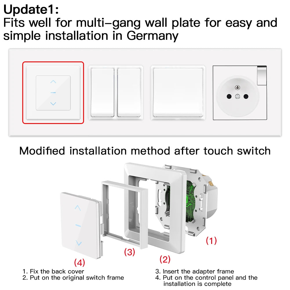 MOES Touch Design WiFi Smart Curtain Switch for Motorized Curtains and Roller Blinds work with Tuya Smart Life App Alexa Google