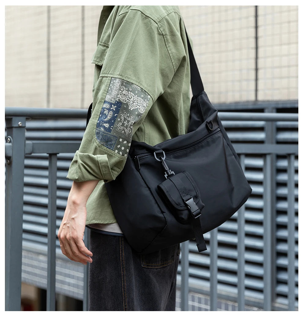 MOYYI INS Korean Style Men Messenger Bags Women Travel Casual Large Hobo Bag Waterproof Nylon Laptop Crossbody Shoulder Bag