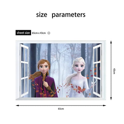 Cartoon diy frozen princess Elsa Anna wall stickers girl Children room background decoration removable kids bedroom poster decal