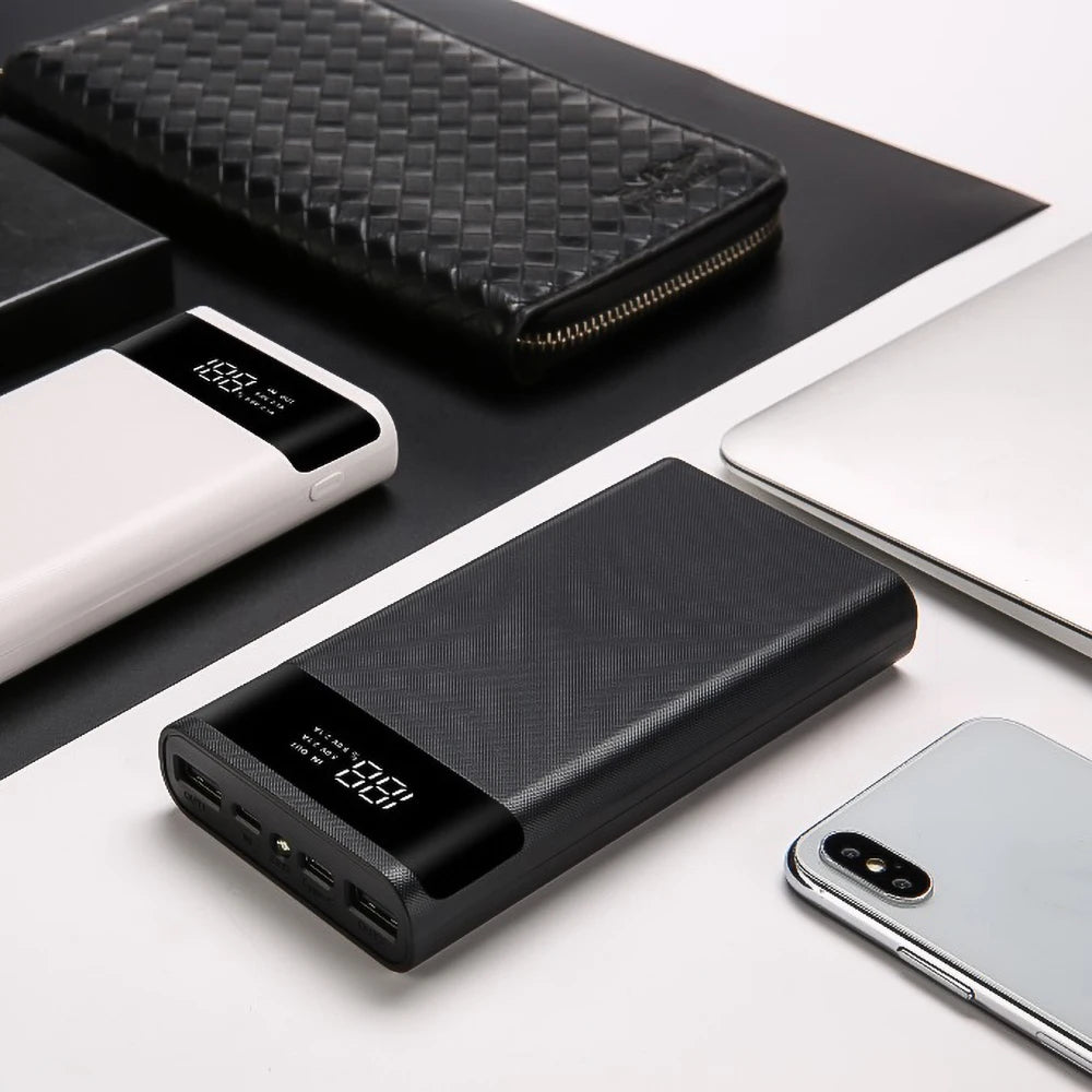 Dual USB Micro USB Type C Power Bank Shell DC 5V DIY 6*18650 Case Battery Charge Storage Box LED Display Flashlight