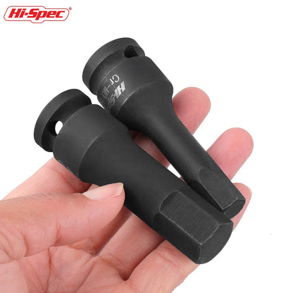 Hi-Spec 1/2" Drive Impact Hex Bit Socket Heavy Duty Cr-Mo Steel Metric Allen Head Adapter Professional Impact Grade Tool