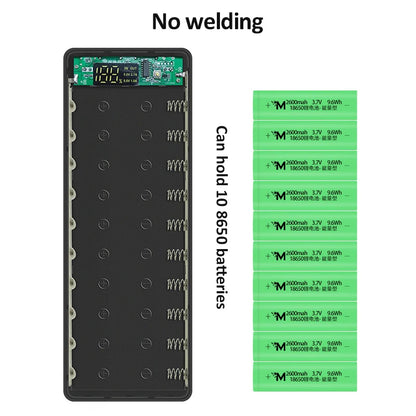 Welding Free 10*18650 Battery Storage Box 2 USB Power Bank Case 5/12V DIY Shell 18650 Battery Holder Case PD QC 3.0 Quick Charge