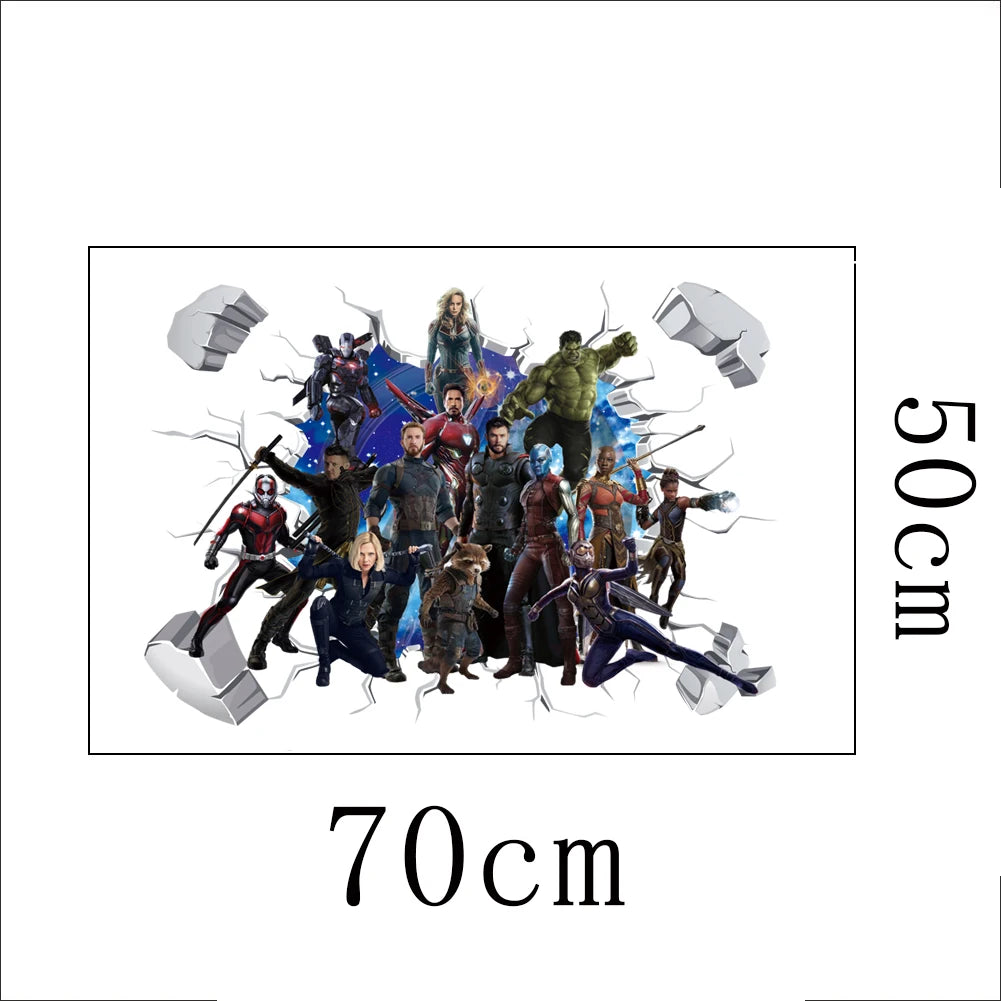 3D Avengers Captain America Cartoon Wall Stickers For Kids Room Super Heroes Decorations PVC Home Decor Wall Mural Art Posters