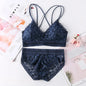 Women Lace Bra And Briefs Set Backless Bralette Solid Color Underwear Wireless Lace Bra Top Sexy Lingerie Set Female Intimates