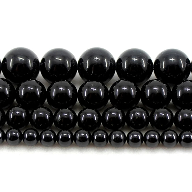 Natural Black Tourmaline AAA Quality Loose Stone Beads 4/6/8/10MM 15Inch For Jewerly DIY Making Bracelet Necklace