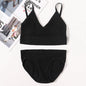 Women Seamless Bra Panties Set U Back Bra Fitness Crop Top Sexy Lingerie Set No Pads Brassiere Low Rise Briefs Underwear Set