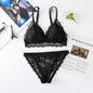 Women Lace Bra And Briefs Set Backless Bralette Solid Color Underwear Wireless Lace Bra Top Sexy Lingerie Set Female Intimates