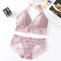 Women Lace Bra And Briefs Set Backless Bralette Solid Color Underwear Wireless Lace Bra Top Sexy Lingerie Set Female Intimates