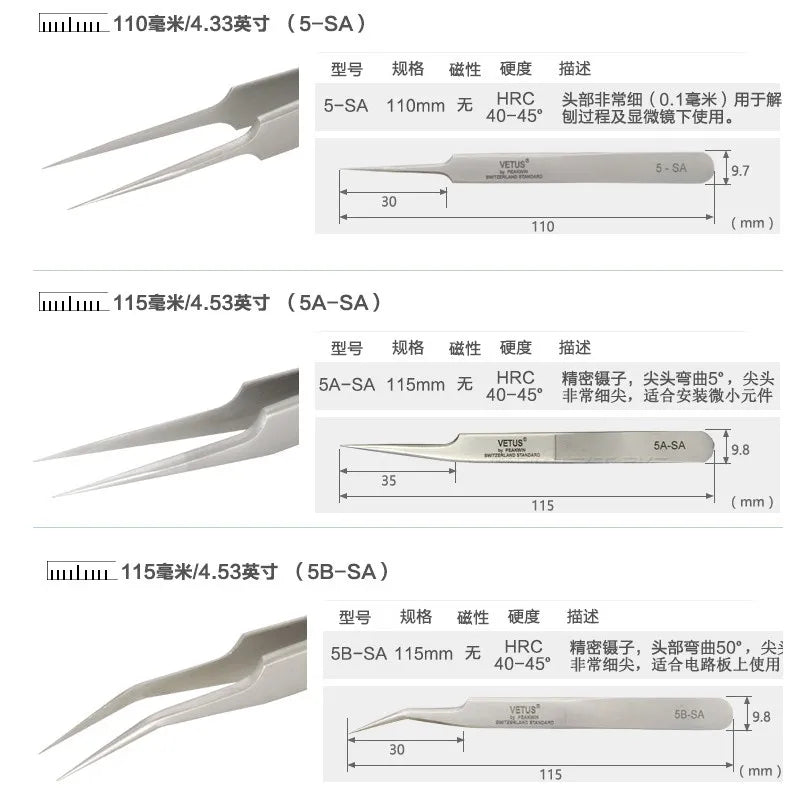 100% brand Stainless Steel anti-static eyelash tweezers superhard Eyelash Extension tool Best Quality Tweezer