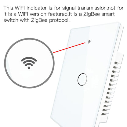 MOES ZigBee Touch Smart Light Switch With Neutral/No Neutral , US Wall Switch No Capacitor Smart Life/Tuya Works with Alexa