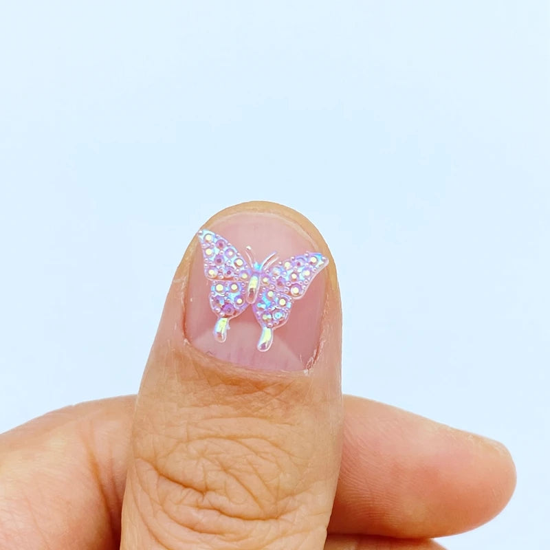 100Pcs New Cute Mini Shiny Little Butterfly Resin Figurine Crafts Flatback Cabochon Ornament Jewelry Making Hairwear Accessories