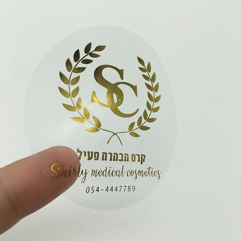 100 Sheets/Black Gold Foil Sticker Custom Commercial Logo Wedding Custom Label Golden Packaging Round Transparent Label you logo