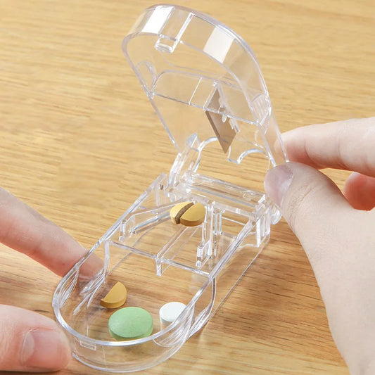 Medicine Box Pill Cutter Portable Drug Box Useful Grinder Splitter Medicine Pill Holder Tablet Cutter Splitter Divider Pill Box