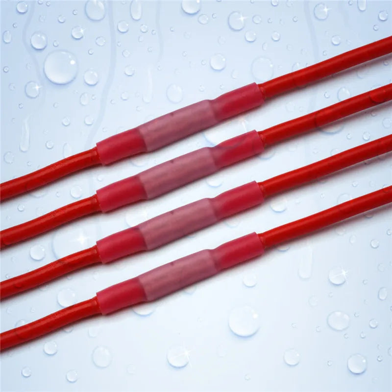 50/200/500pcs Heat Shrink Butt Cable Wire Crimp Connector 0.5-1.5mm2 Electrical Terminals Quick Connector BHT1.25 Red 22-18 AWG