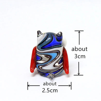 Handmade Mini Glass Owl Craft Figurine Japan Style Cartoon Animal Ornament Gift for Fairy Garden Home Tabletop Decor Accessories
