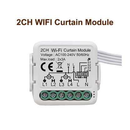 GIRIER Tuya Smart Wifi Curtain Module Blind Switch for Roller Shutter Electric Motor 1/2 Gang Compatible with Alexa Google Home