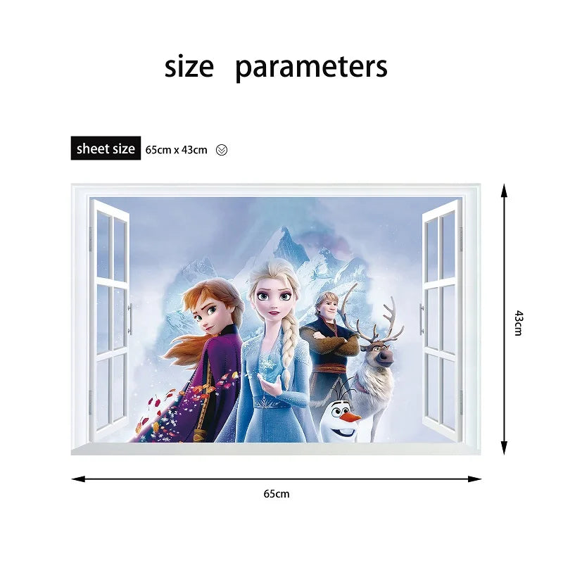 Cartoon diy frozen princess Elsa Anna wall stickers girl Children room background decoration removable kids bedroom poster decal