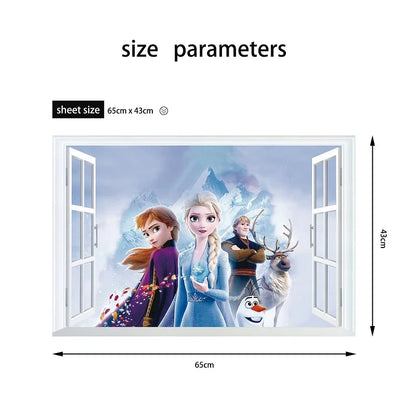 Cartoon diy frozen princess Elsa Anna wall stickers girl Children room background decoration removable kids bedroom poster decal