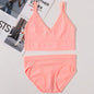 Women Seamless Bra Panties Set U Back Bra Fitness Crop Top Sexy Lingerie Set No Pads Brassiere Low Rise Briefs Underwear Set
