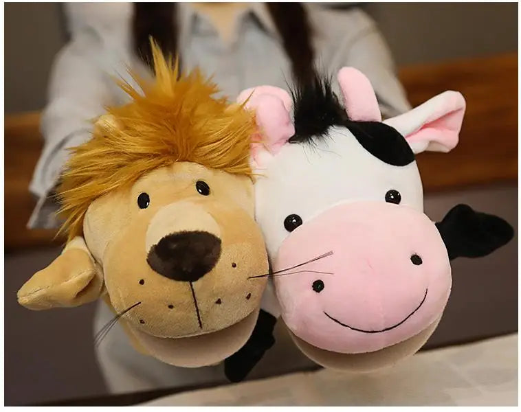 Stuffed Plush Animals Toys Hand Finger Story Puppet Kawaii Dolls Educational Baby Toys Lion Elephant Bunny Monkey Children GIft