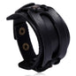KOTik 2024 New Fashion Genuine Leather Wide Cuff Bangles Punk Vintage Three Layers Wide Black Brown Men Jewelry Bracelets