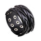 KOTik 2024 New Fashion Genuine Leather Wide Cuff Bangles Punk Vintage Three Layers Wide Black Brown Men Jewelry Bracelets
