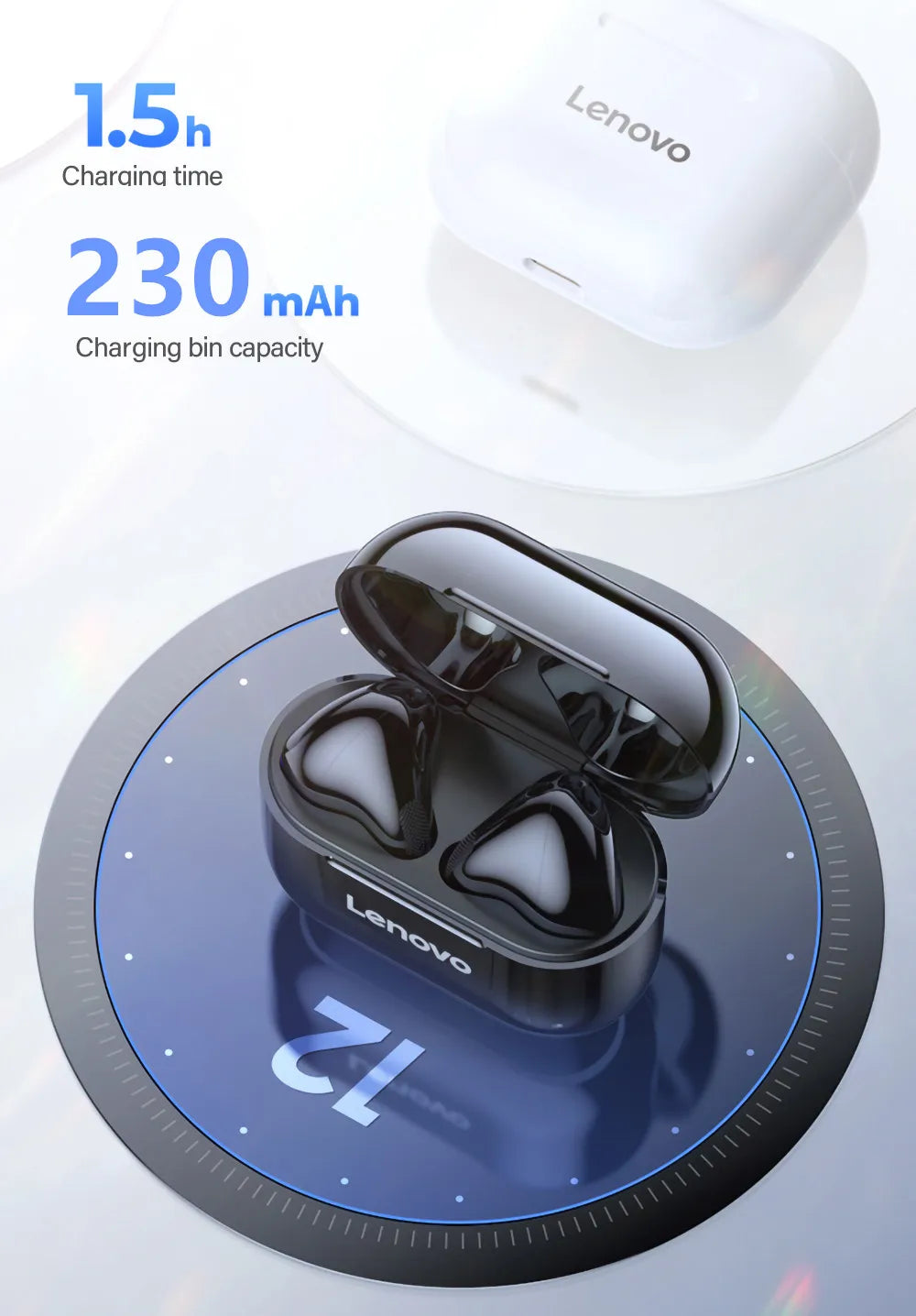 Lenovo LP40PRO/LP40 5pcs Wireless Earphone Bluetooth 5.0 Dual Stereo Noise Reduction Bass Touch Control Long Standby 230mA