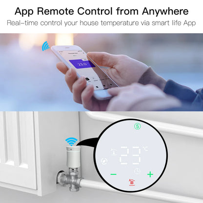 MOES TRV ZigBee 3.0 Tuya New Radiator Actuator Valve Smart Programmable Thermostat Temperature Heater Alexa Voice Control