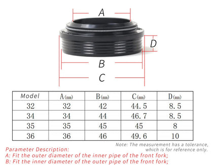 RISK Mountain Bike Suspension Front Fork Dust Seal Oil Sponge Ring 32 34 mm 35mm 36mm MTB Bicycle Fork Inner Tube Dust Seal Tool
