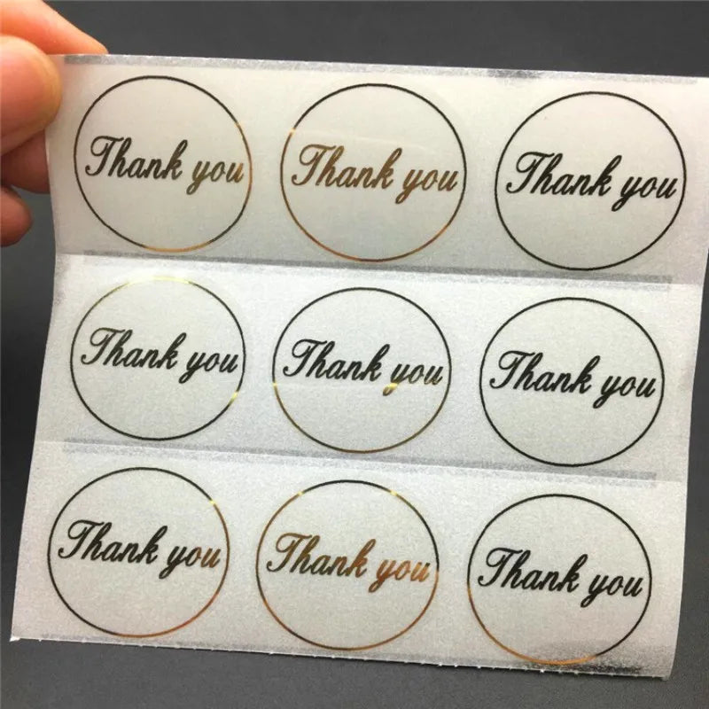 100 Sheets/Black Gold Foil Sticker Custom Commercial Logo Wedding Custom Label Golden Packaging Round Transparent Label you logo