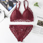 Women Lace Bra And Briefs Set Backless Bralette Solid Color Underwear Wireless Lace Bra Top Sexy Lingerie Set Female Intimates