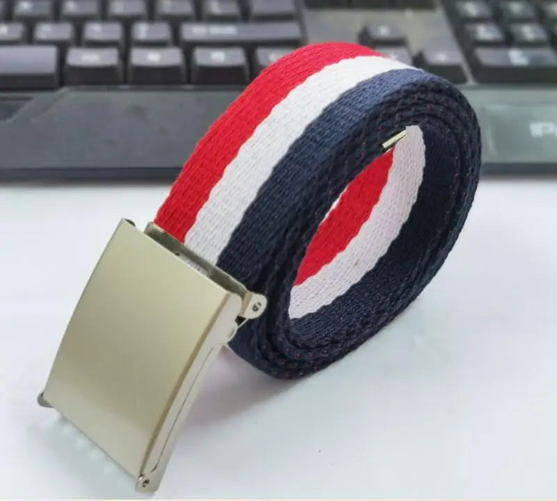 Fashion New Unisex Trousers Belts Canvas Belt Metal Buckle Men Women Boys Jeans Belts Candy Colors Top Quality Luxury Belts