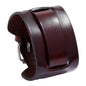 KOTik 2024 New Fashion Genuine Leather Wide Cuff Bangles Punk Vintage Three Layers Wide Black Brown Men Jewelry Bracelets