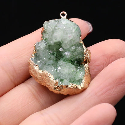 Natural Druzy Stone Pendant Plating Gilded Natural Agates Pendant for Women Jewerly DIY Necklace Bracelet Accessories Making