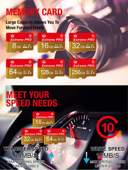 Memory Card 256GB 128GB 64GB Extreme Pro Mini SD Card 32gb 16gb U1 V10 TF Card high speed Flash Card 32GB for Phone Camera Drone