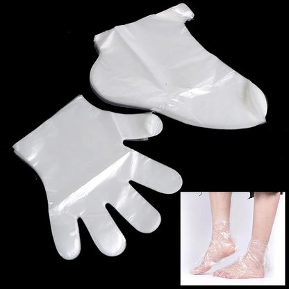 200PCS Paraffin Wax Bath Liners Plastic Hand And Foot Bags Spa Foot Hands Care Bags Plastic Socks Gloves